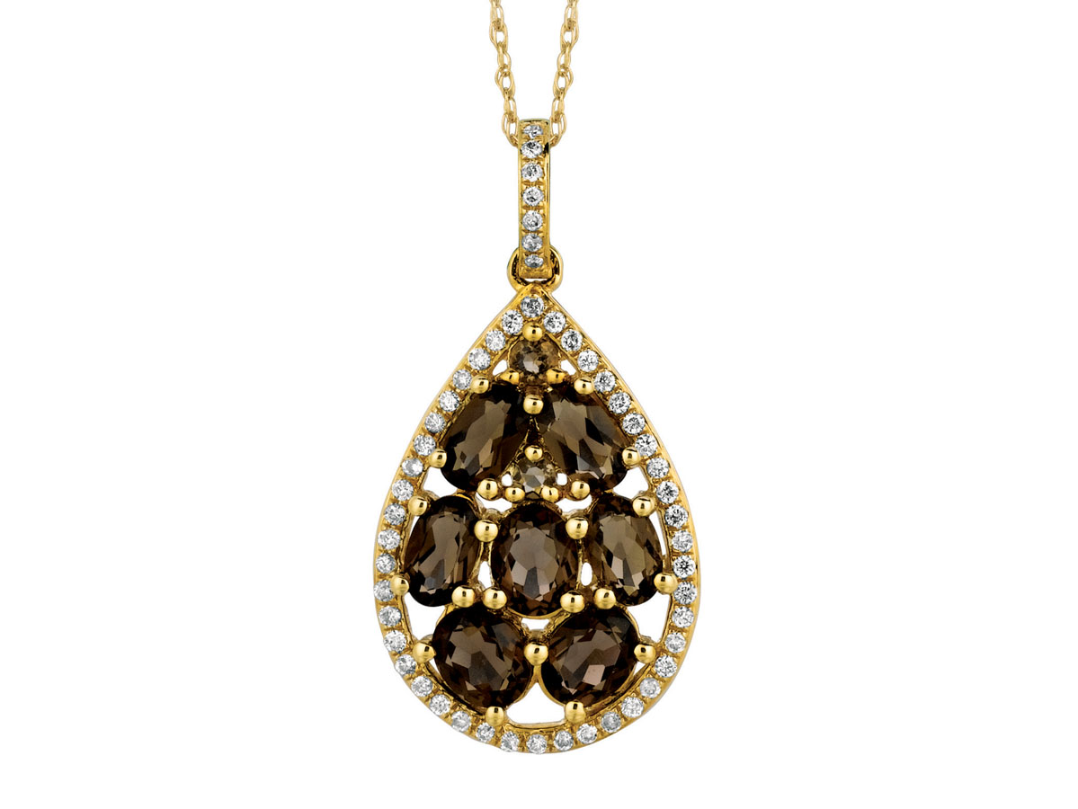 SMOKY QUARTZ & DIAMOND PENDANT