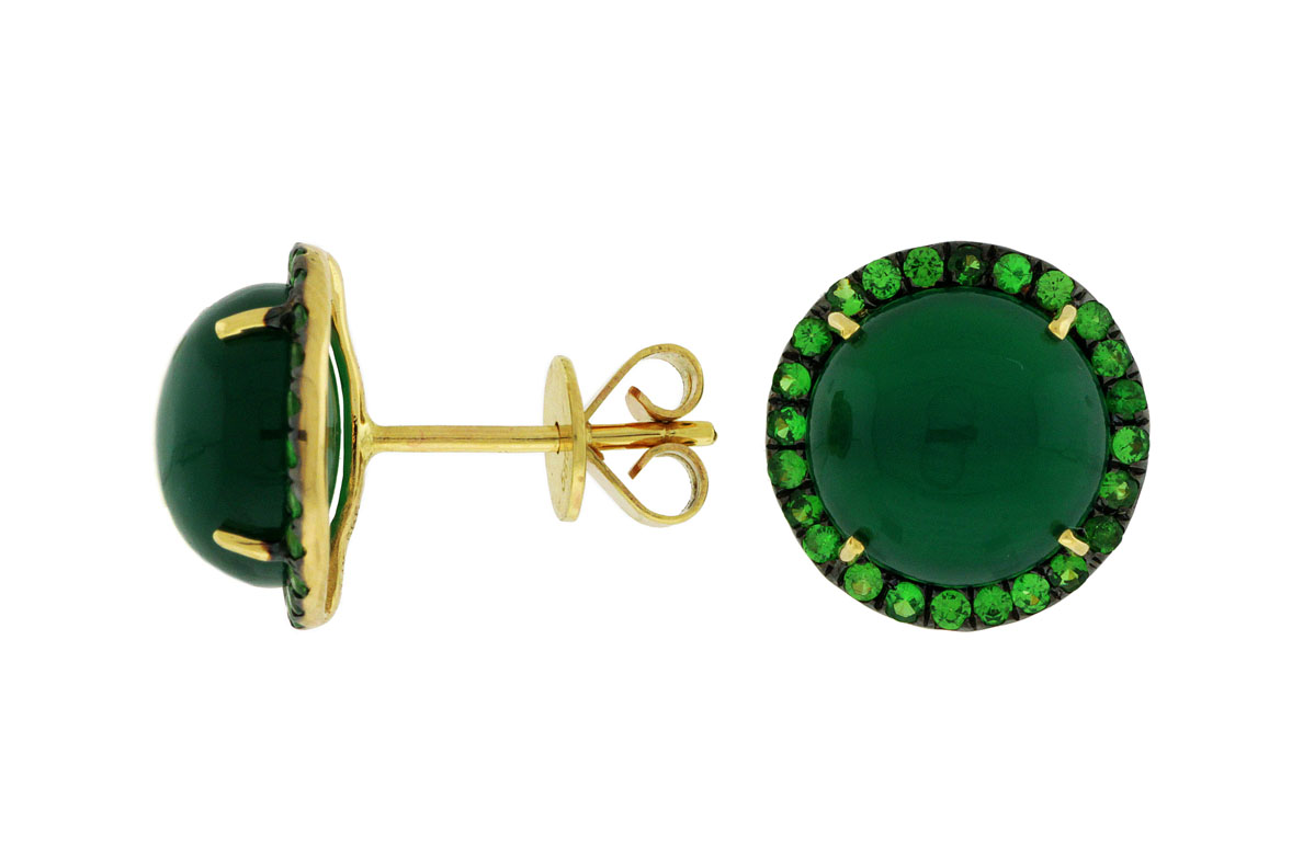 GREEN AGATE & G.GARNET EARRING