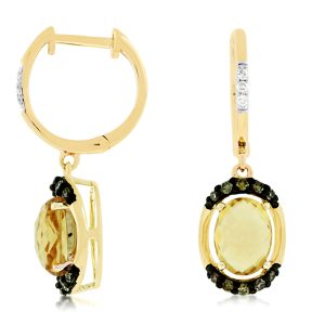 FANCY DIAMOND &CITRINE EARRING
