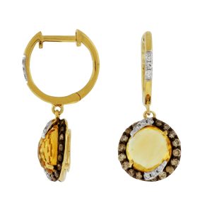 FANCY DIA & CITRINE EARRING