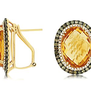 FANCY DIAMOND &CITRINE EARRING