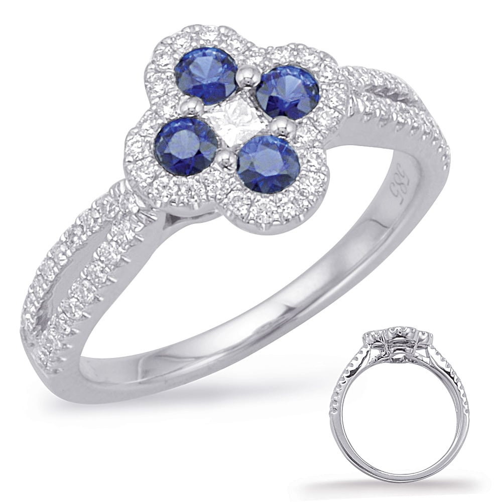 White Gold Sapphire & Diamond Ring