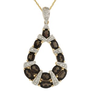 SMOKY QUARTZ & DIAMOND PENDANT