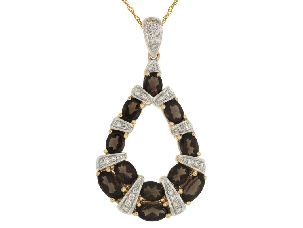 SMOKY QUARTZ & DIAMOND PENDANT