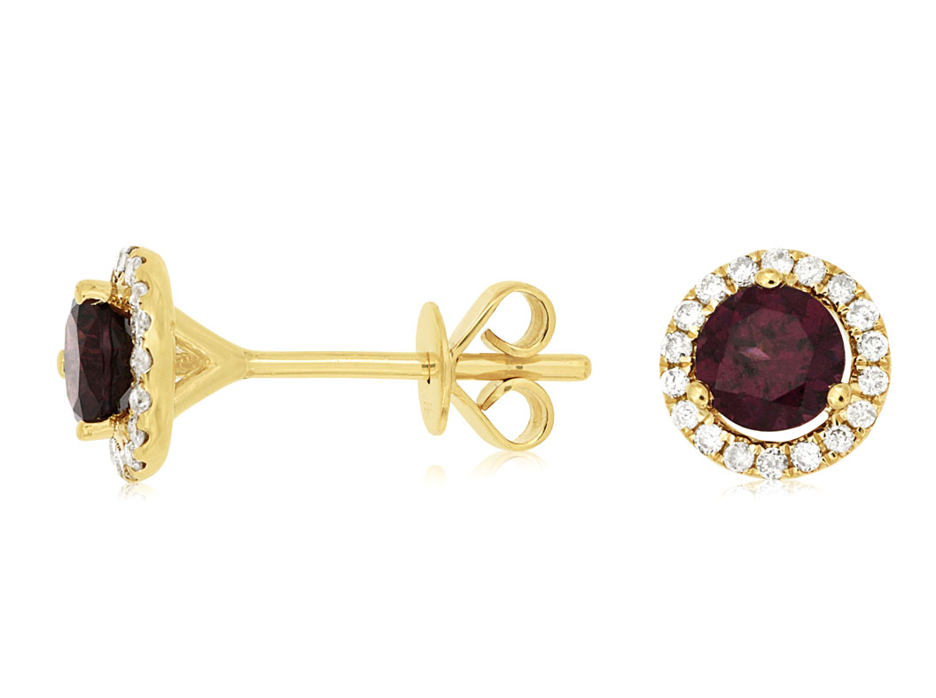 RHODOLITE & DIAMOND EARRING