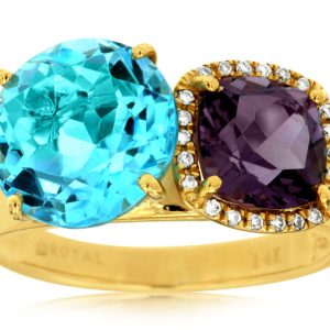 BLUE TOPAZ & DIAMOND RING