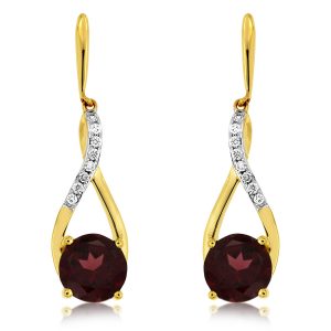 GARNET & DIAMOND EARRING