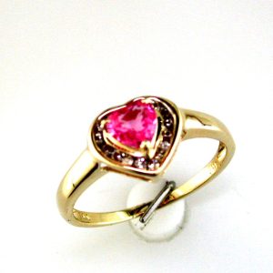 PINK SAPP & DIA HEART RING