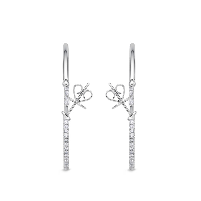 Round Shared Prong Diamond Hoops 2ctw approx.