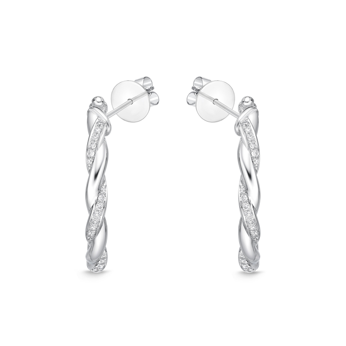 Rope Hoops, alternating pave, 24X24MM