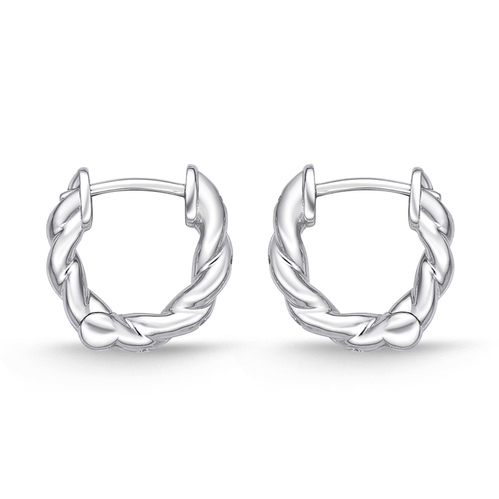 Rope Hoops, Flush Single-Stone, 12X12MM