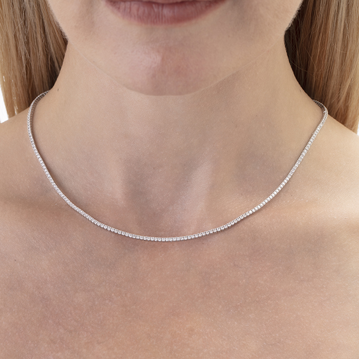 Straight 4-Prong Line Necklace 3.50ctw approx.