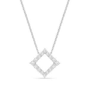 Diamond Offset Square Necklace 1ctw approx.