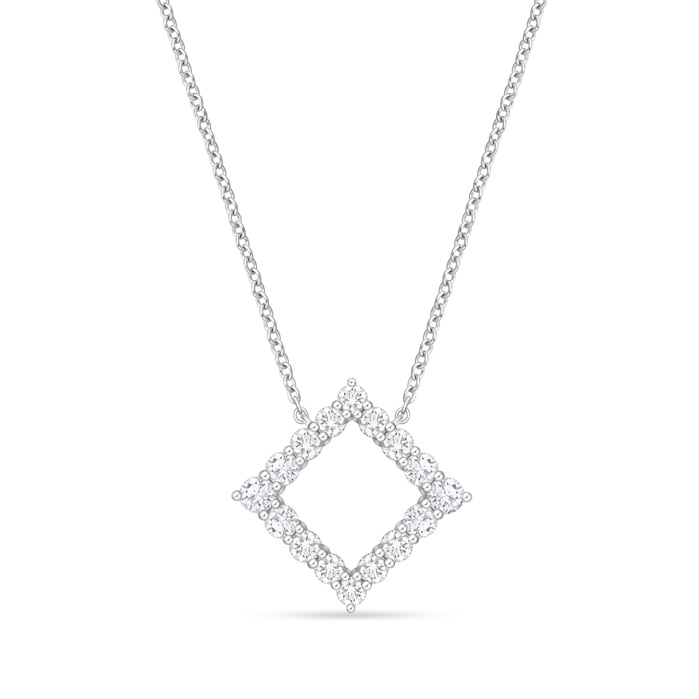 Diamond Offset Square Necklace 1ctw approx.