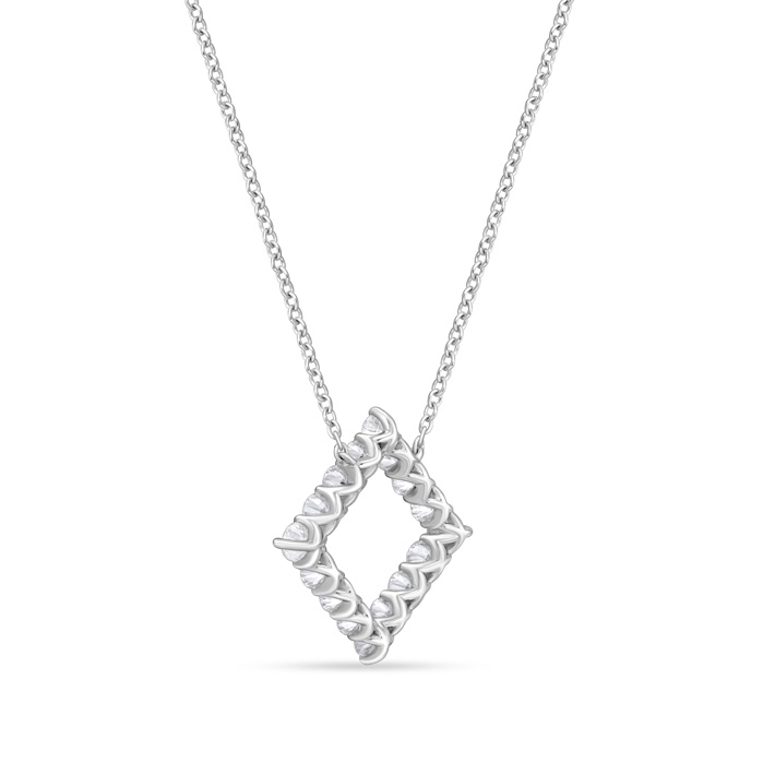 Diamond Offset Square Necklace 1ctw approx.