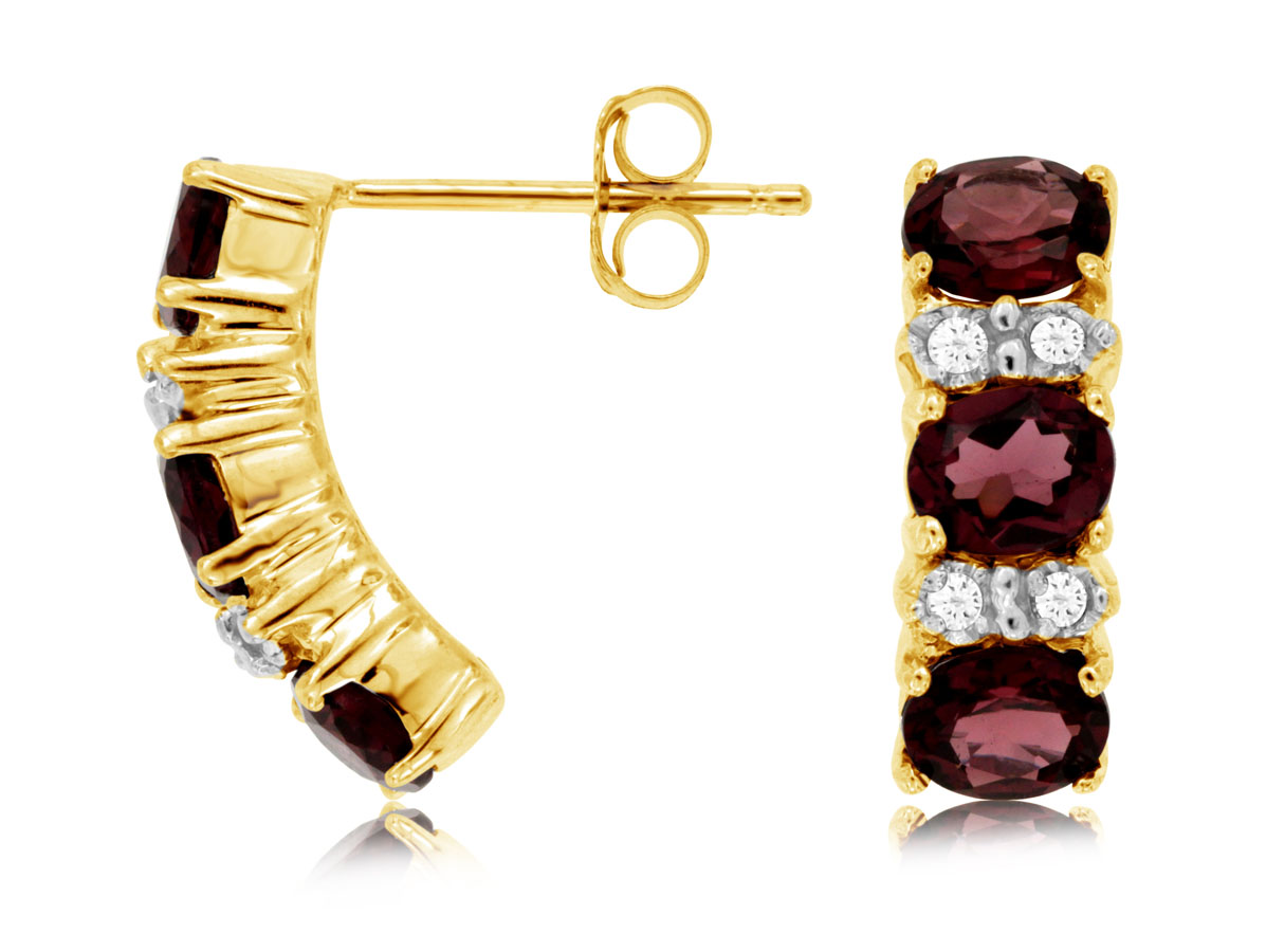 RHODOLITE & DIAMOND EARRING