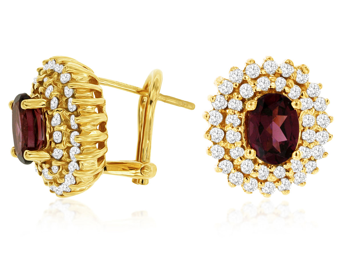 RHODOLITE & DIAMOND EARRING