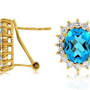 BLUE TOPAZ & DIAMOND EARRING