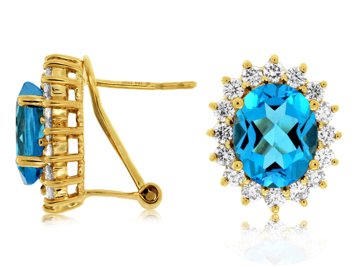BLUE TOPAZ & DIAMOND EARRING