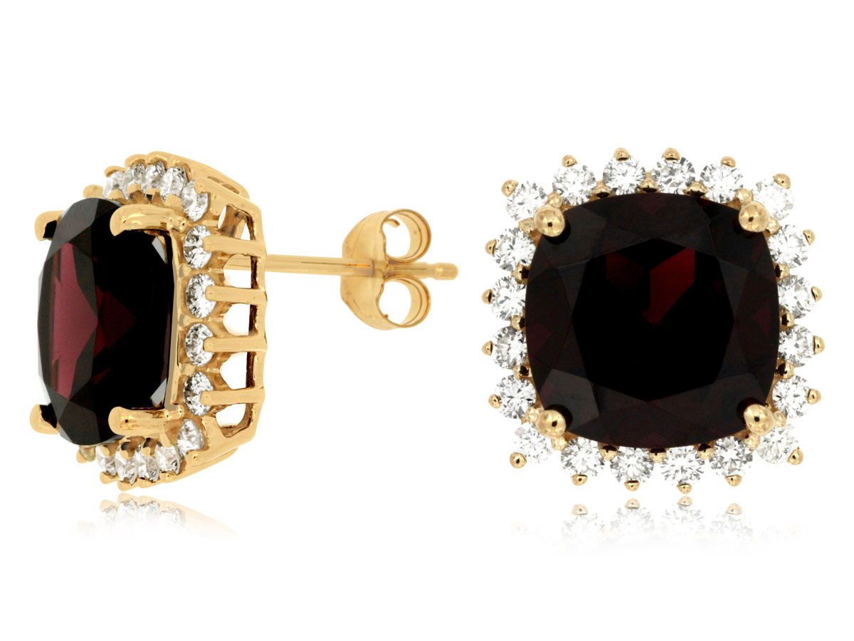 GARNET & DIAMOND EARRING