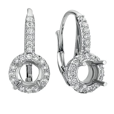 White Gold Earring For 1/2ct Round stone