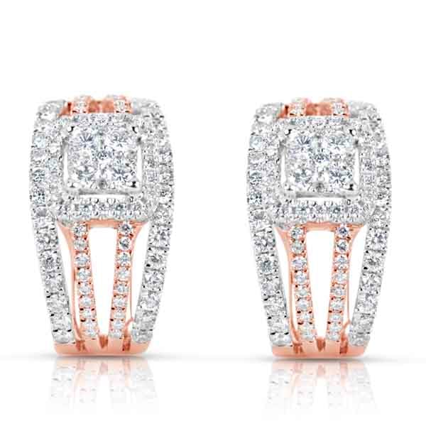 Rose & White Gold Diamond Earring
