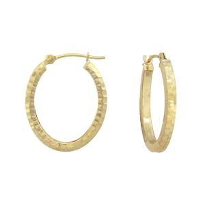 14KT yellow gold small oval hoop earrings
