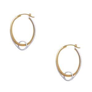 14KT two tone gold double hoop earrings