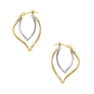 14KT two tone gold double curved shape hoop earrings
