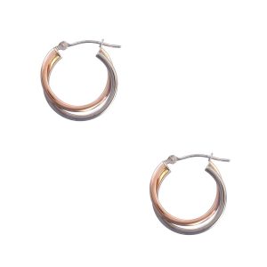 14KT two tone gold double oval shape hoop earrings