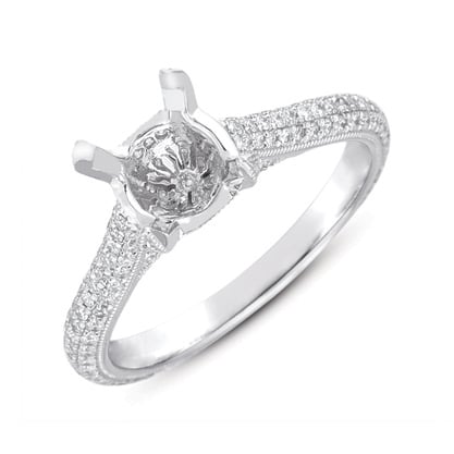 White Gold Pave Engagement Ring