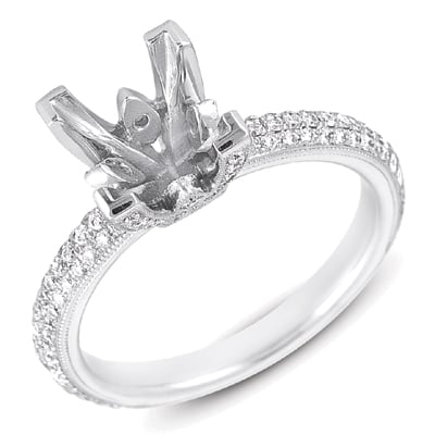 White Gold Pave Engagement Ring