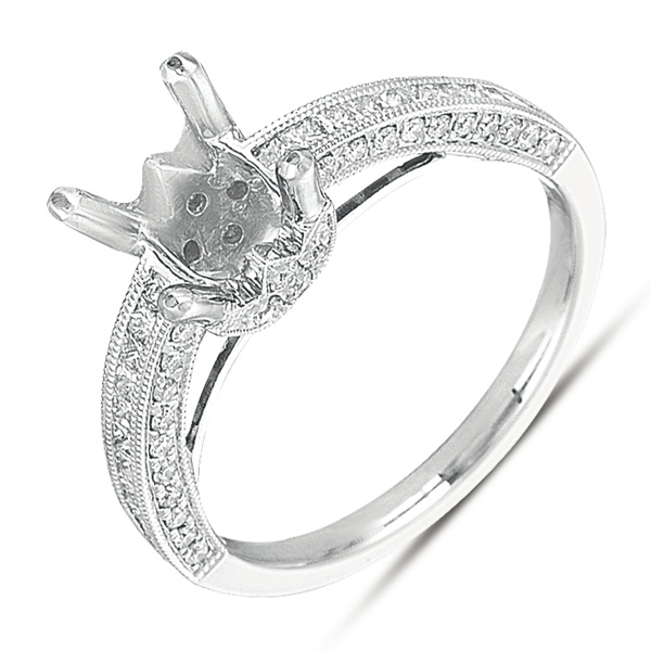 White Gold Pave Engagement Ring