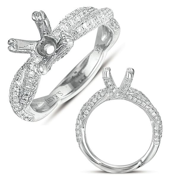 White Gold Pave Engagement Ring