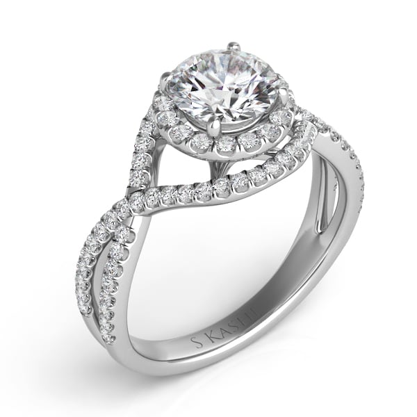 White Gold Halo Engagement Ring