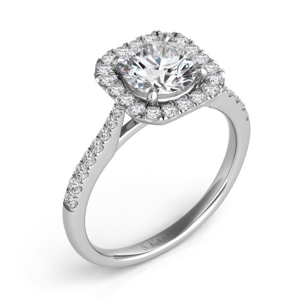 White Gold Halo Engagement Ring