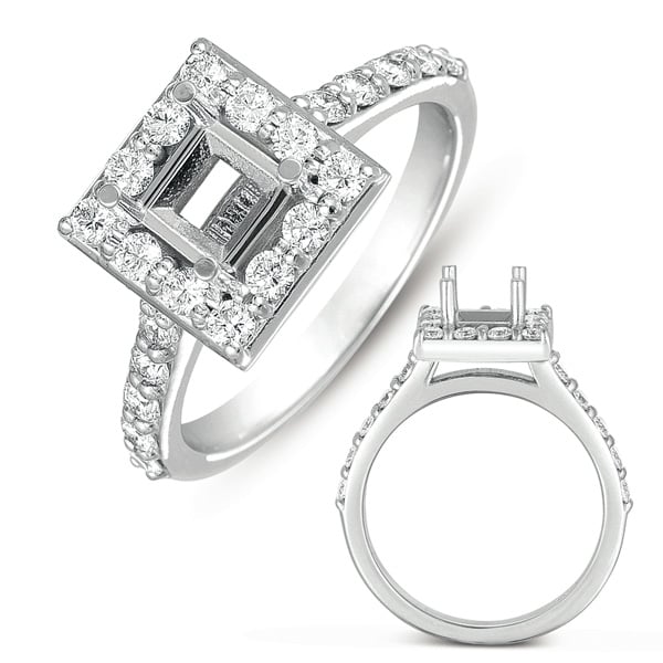 White Gold Halo Ring 4.5mm center