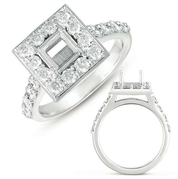 White Gold Halo Ring 5.5mm sqaure head