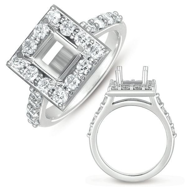 White Gold Halo Ring 6.0mm sqaure head