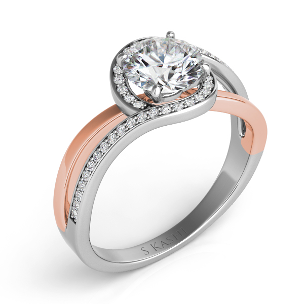 White & Rose Gold Engagement Ring