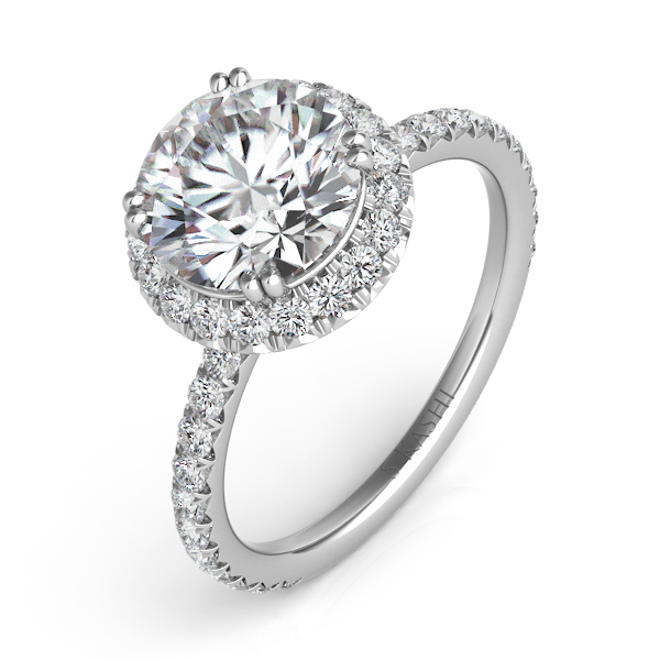 White Gold Halo Enagagment RIng