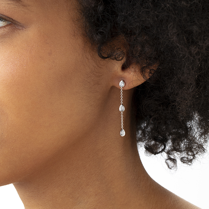 Cascade Pear Shape Drop Earrings .60ctw approx.