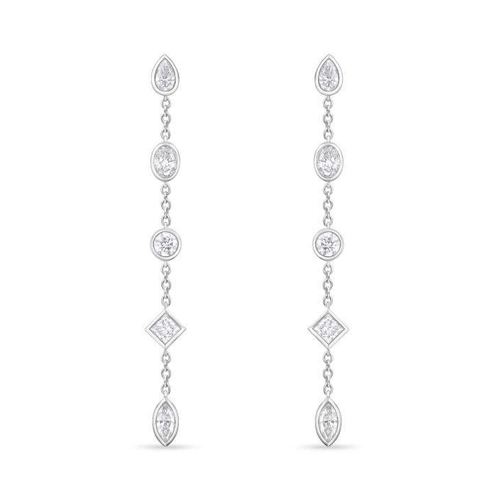 Cascade Mixed Fancy Shape Drop Earrings 1ctw approx.