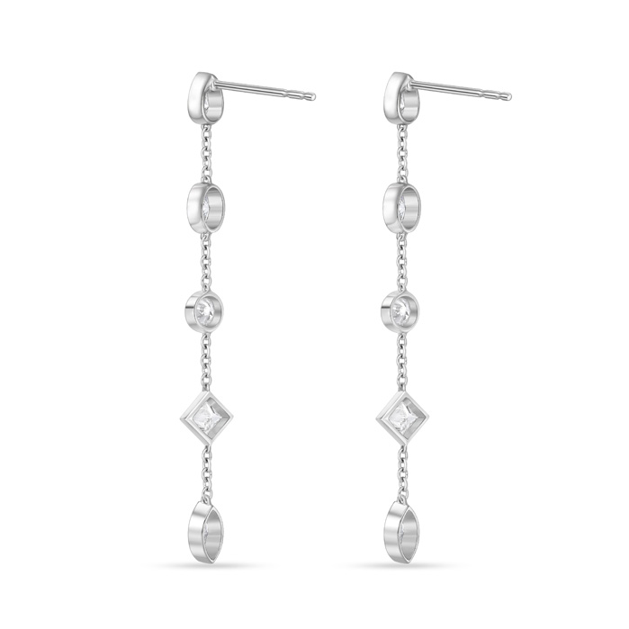Cascade Mixed Fancy Shape Drop Earrings 1ctw approx.