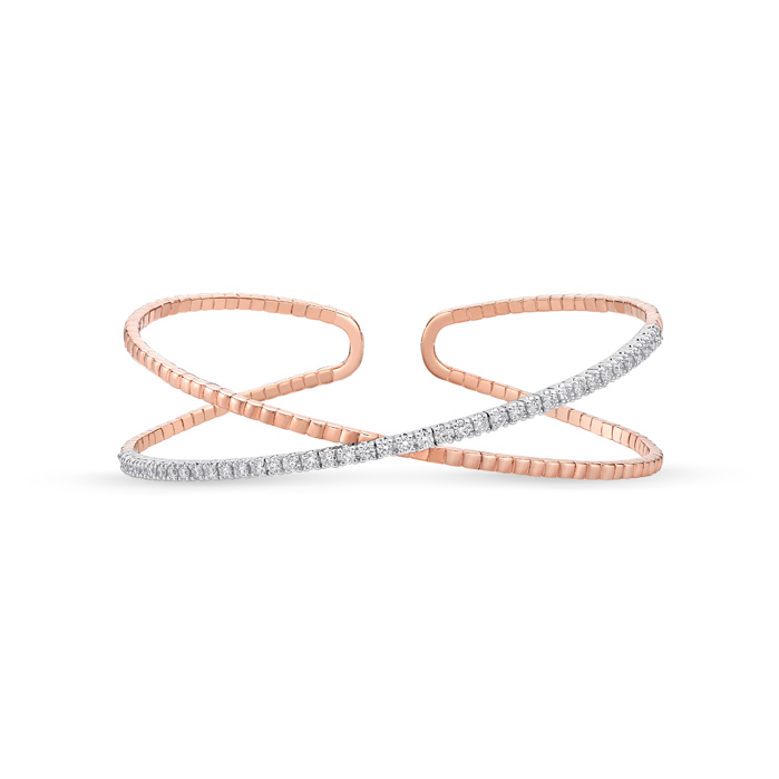 Open Flex Crisscross Diamond Bangle .75ctw approx.