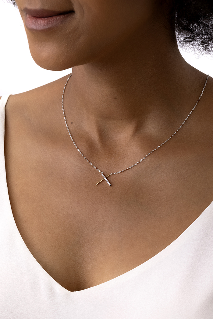 Luna Intercross Pendant .10-.12ctw approx.