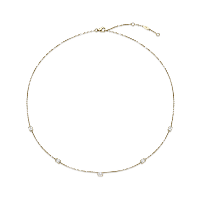 Cascade 5-Stone Emerald Cut Necklace .85ctw approx.