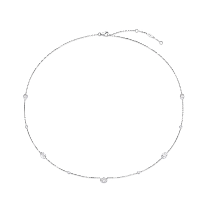 Cascade Oval & Round Accent Diamond Necklace .90ctw approx.