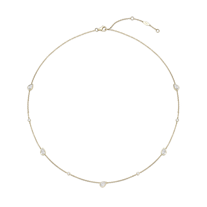 Cascade Pear & Round Accent Diamond Necklace 1.20ctw approx.