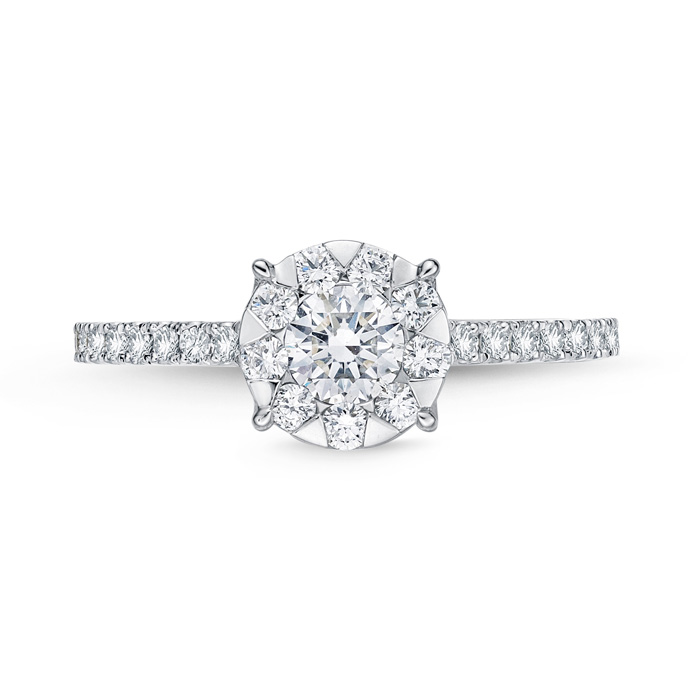 Bouquet Solitaire Engagement Ring with Diamond Shank .72ctw